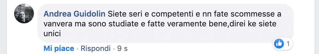 siete seri e competenti e non fate scommesse a vanvera ma sono studiate e fatte veramente bene direi che siete unici