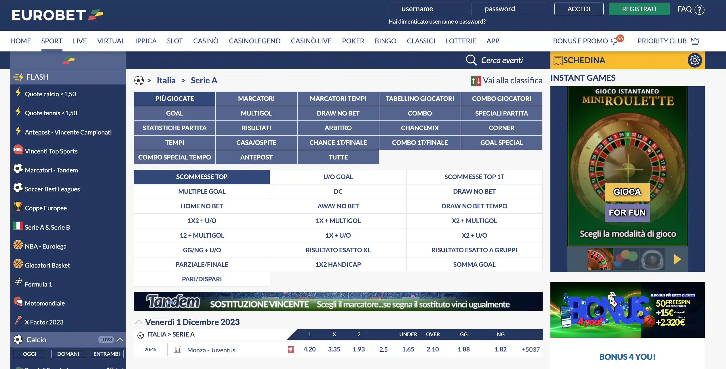 Multigol Monza Juventus