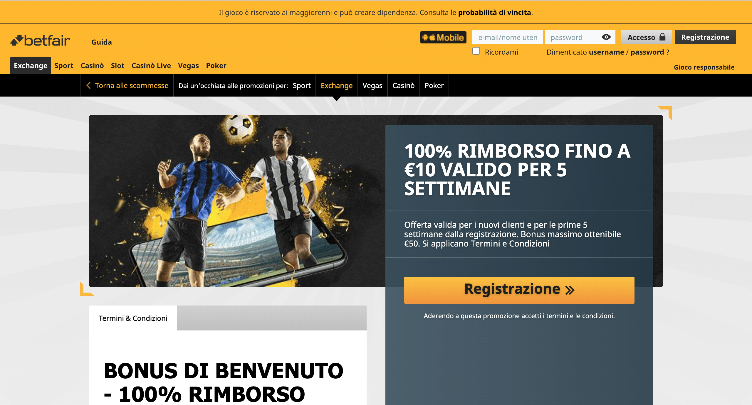 betfair offerta benvenuto exchange scommesse