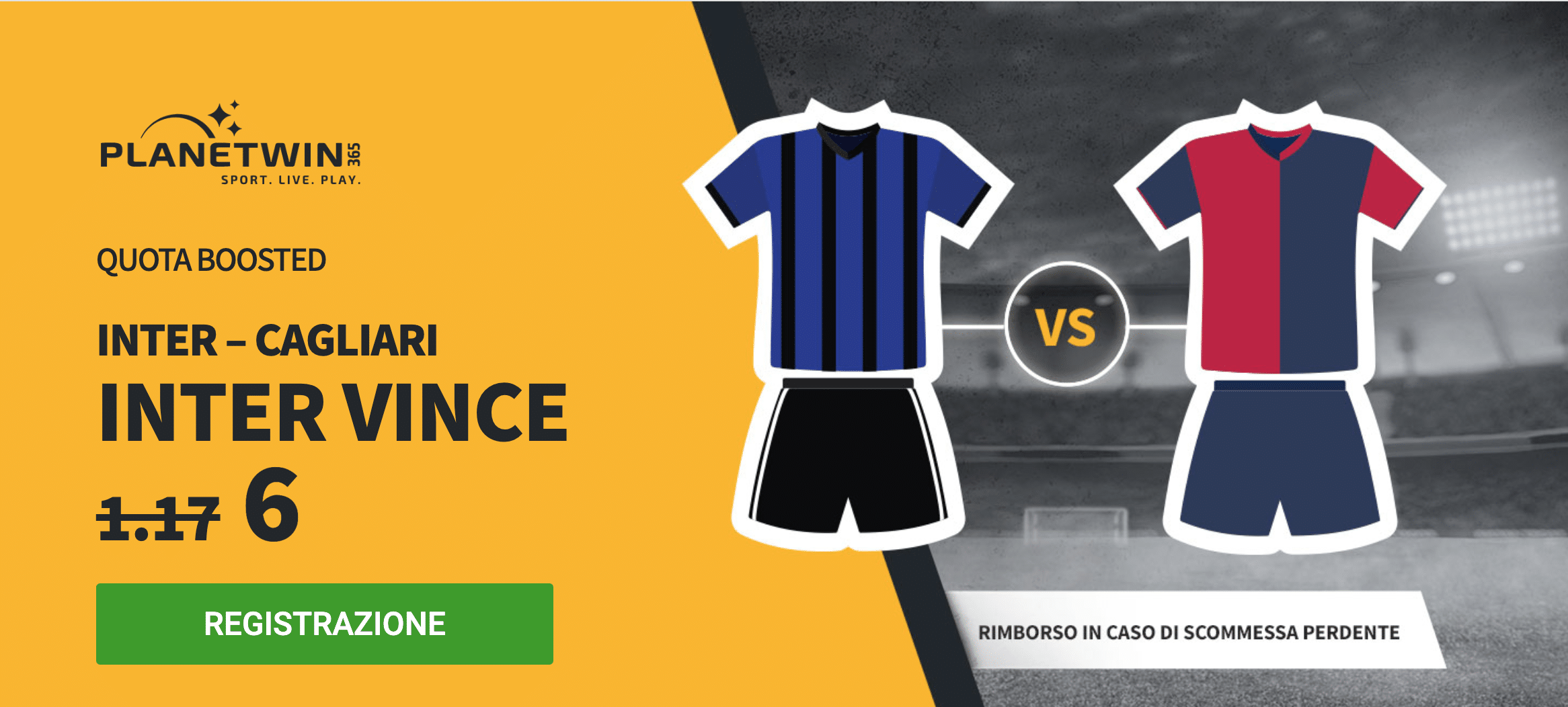 inter cagliari segno 1 quota 6 rimborso 10 con scommessa perdente inter cagliari segno 1 quota 6 rimborso 10 con scommessa perdente